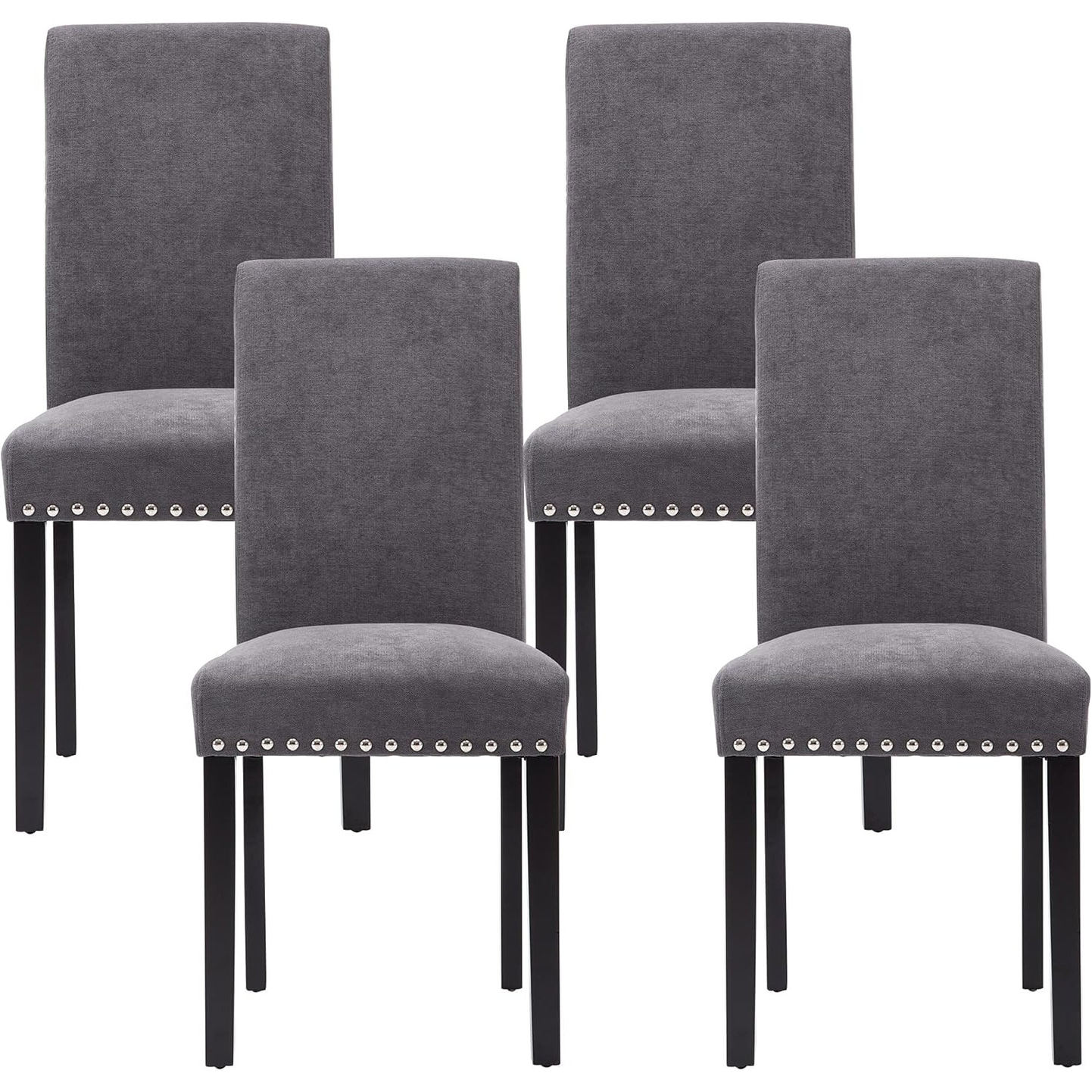 Set of 4 Retro Dining Chairs with Black Legs for Kitchen and Living Room