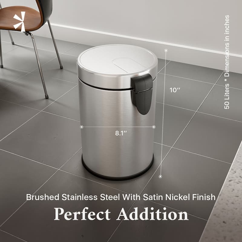 Totti 1.3 Gallon Stainless Steel Matte Finish Round Trash Can w/ Soft Closing Lid