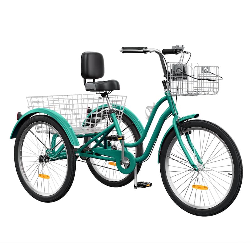 Moasis 24" Adult Tricycle 3-Wheel Bikes 1 Speed Trike Low Step-Through Cruiser Bike