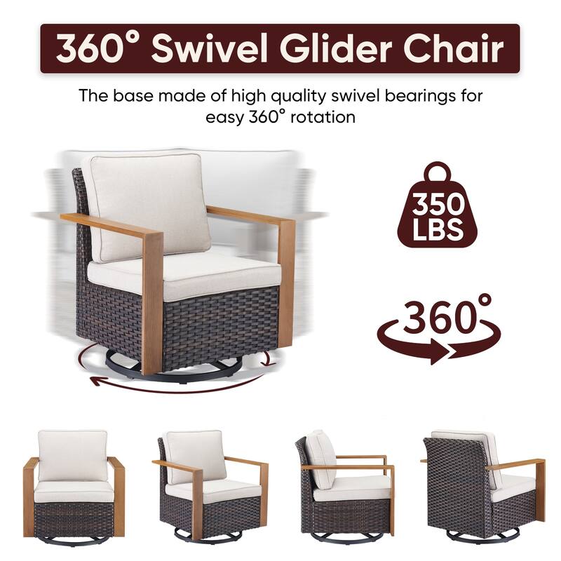 Outdoor Swivel Chair with Thick Cushion