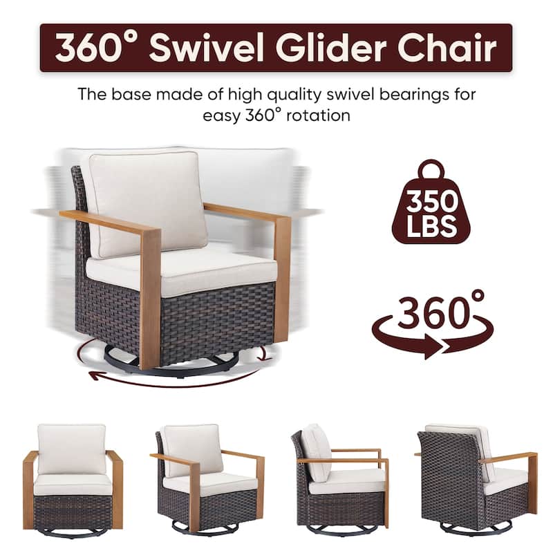 Pocassy 4 Pieces Outoor Swivel Chairs Glider Chair Set