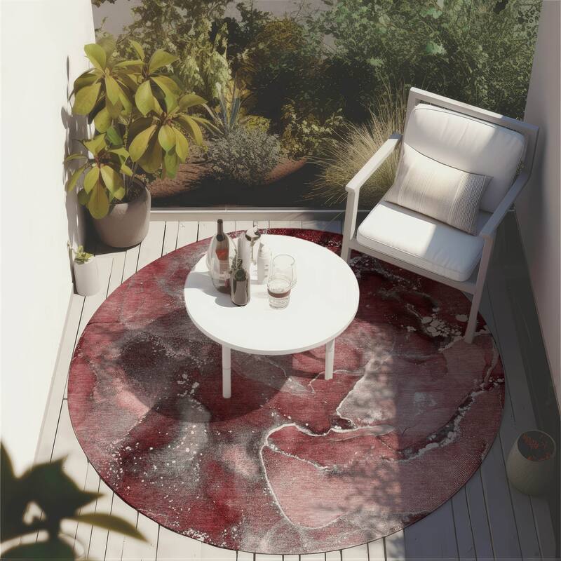 Rari Artistic Abstract Weather Resistant Classic Meets Modern Runner Outdoor Rug
