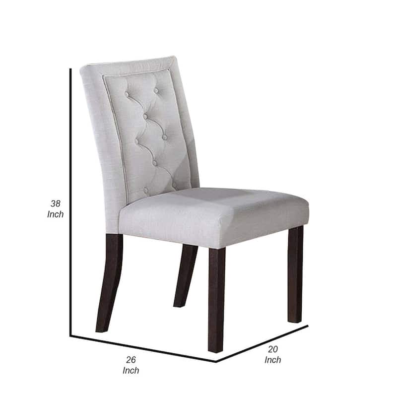 Dark Brown/White Fabric Upholstered Wood Frame Dining Chair, Set of 2, Sturdy Dining Chair for Dining Rooms - 19