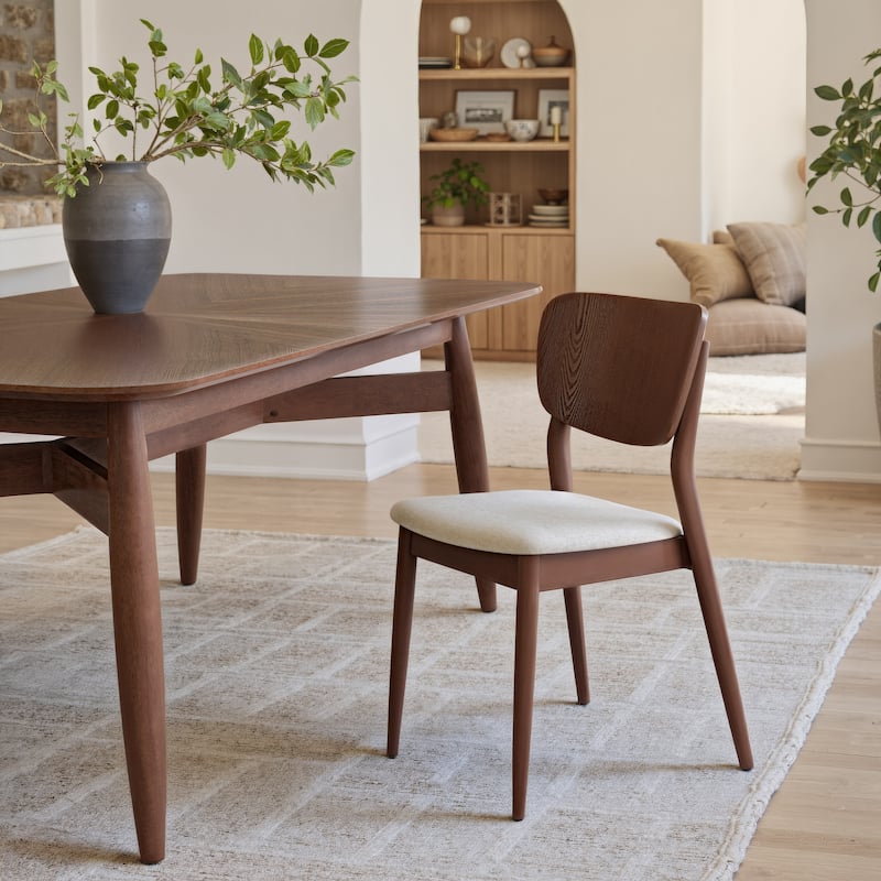 Kellua Dining Chair Beige & Walnut - Beige/Walnut