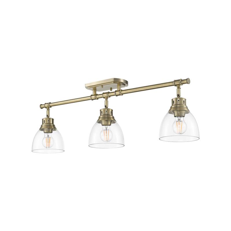 Yep by Golden Lighting Duncan 3-light Semi-Flush Mount in Aged Brass and Clear Glass - Aged Brass - 3-Light Semi-flush