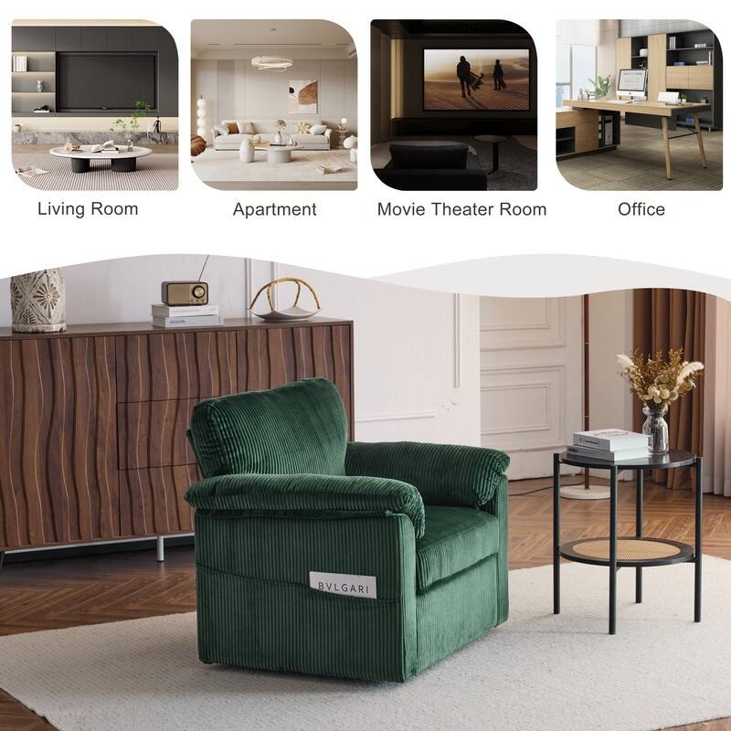 33" Corduroy Swivel Single Sofa Chair