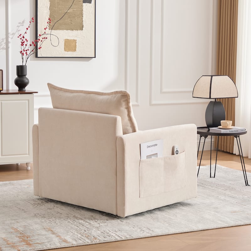 GDFStudio - Chenille 36.22" Swivel Barrel Chair