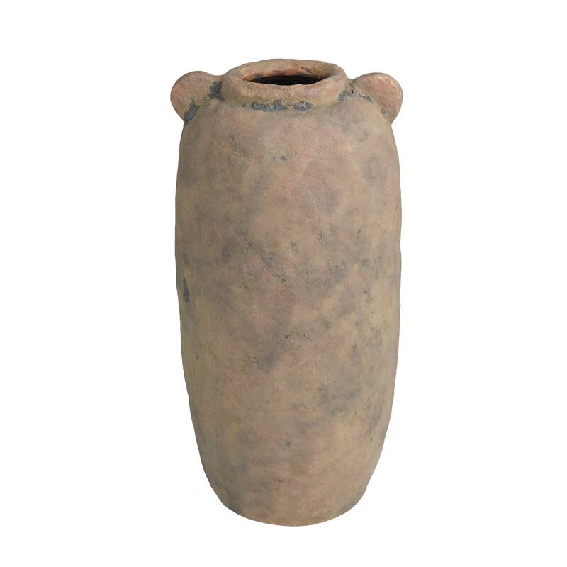 Brown Ceramic Distressed Terracotta Decorative Vase - 8"W, 16"H