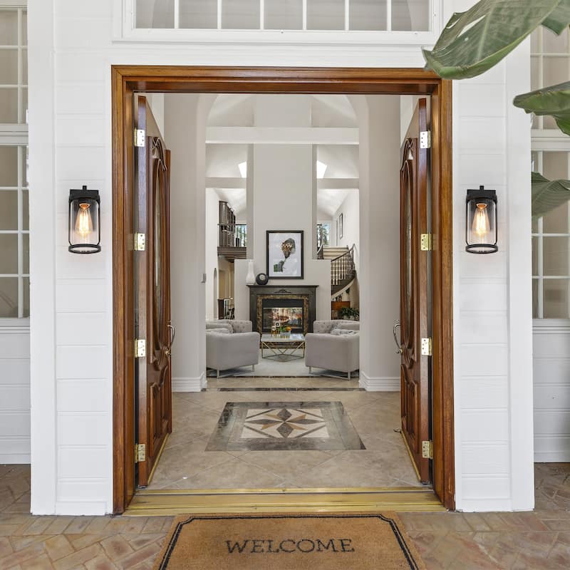 Modern Farmhouse Black Outdoor Wall Sconce Barn Wall Lanterns with Clear Glass for Garage/ Porch - D 4.5"x H 10"