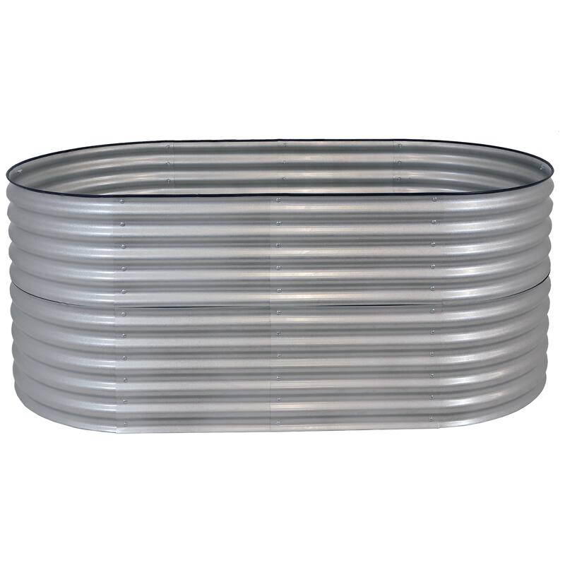 Sunnydaze Stackable Galvalume Steel Raised Garden Bed - 79" Oval