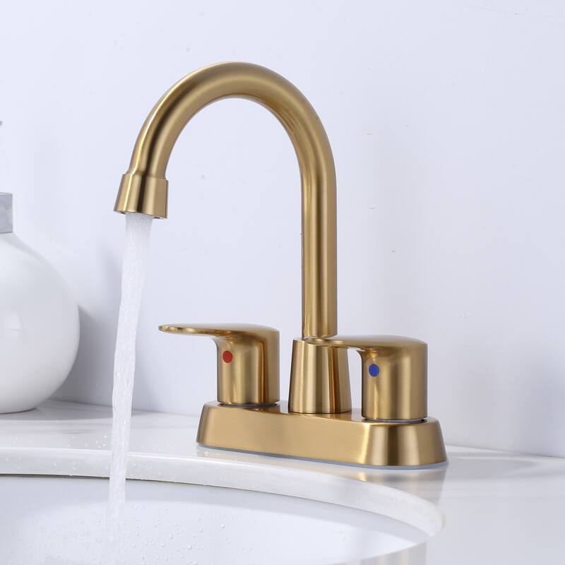 WOWOW 4 in. Centerset Double Handle High Arc Bathroom Faucet
