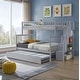 preview thumbnail 2 of 18, Stairway Twin over Full Bunk Bed with Trundle,Modern Style Wooden Bed