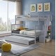 preview thumbnail 1 of 20, Traditional Modern Style Twin over Full Wooden Bunk Bed with Trundle,Versatile Rubberwood Bed with Storage Staircase Gray