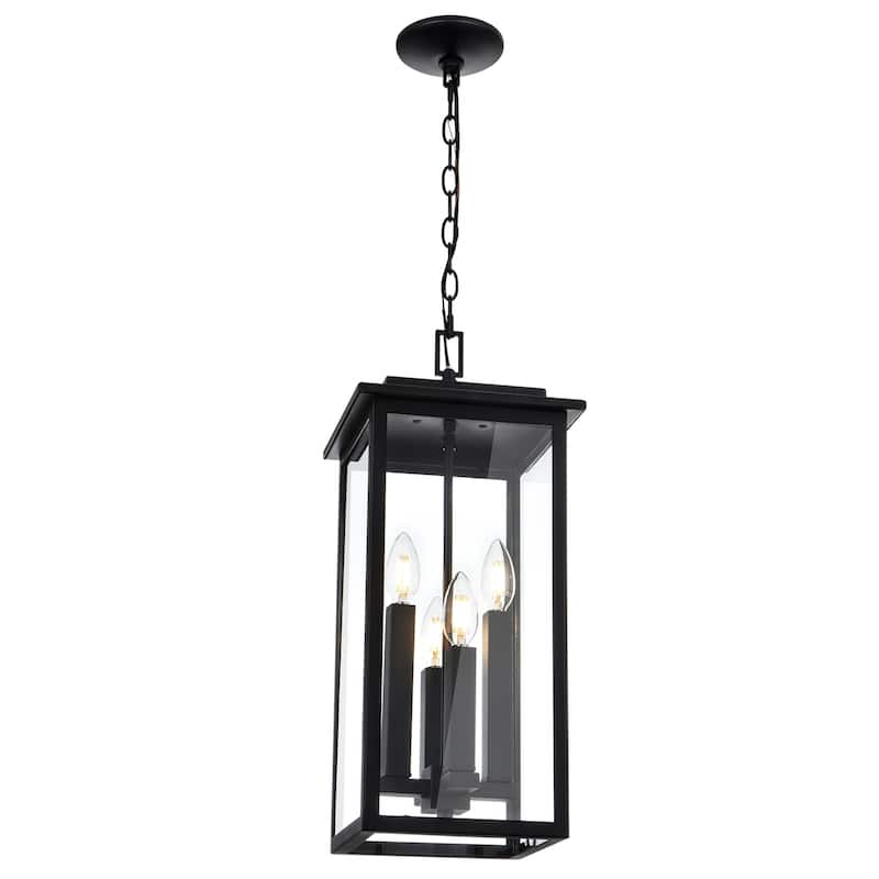 Farmhouse Outdoor Pendant Light Fixutre with Clear Glass - 4-light
