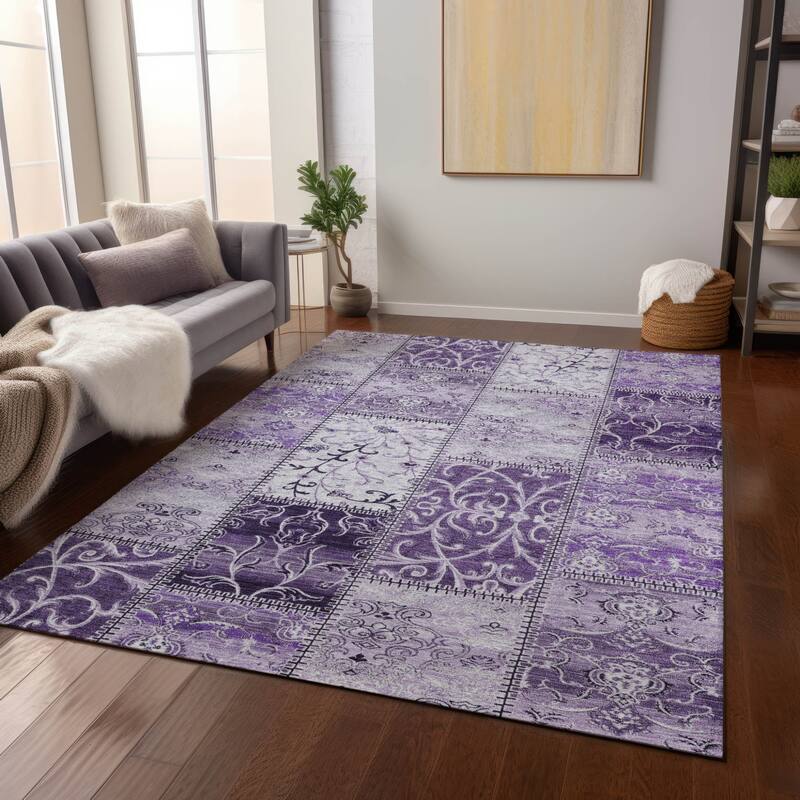 Mana Patchwork Weather Resistant Blended Style Outdoor Rug