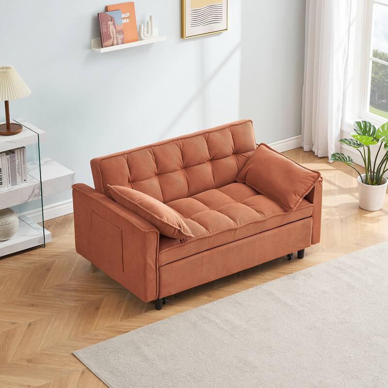 55" 3-in-1 Double Pull-Out Sofa Bed for Living Room