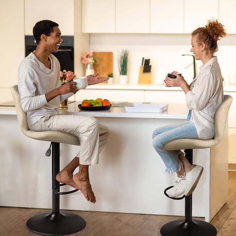 Bar Stools Set of 2,Adjustable Swivel Counter Height Bar Stools - 15.7"D x 19.6"W x 46.9"H