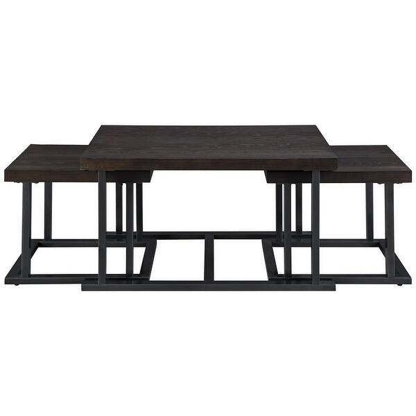 Shop Black Friday Deals On 3 Piece Wooden Coffee Table Set With 2 Stools Brown And Black Overstock 32083941
