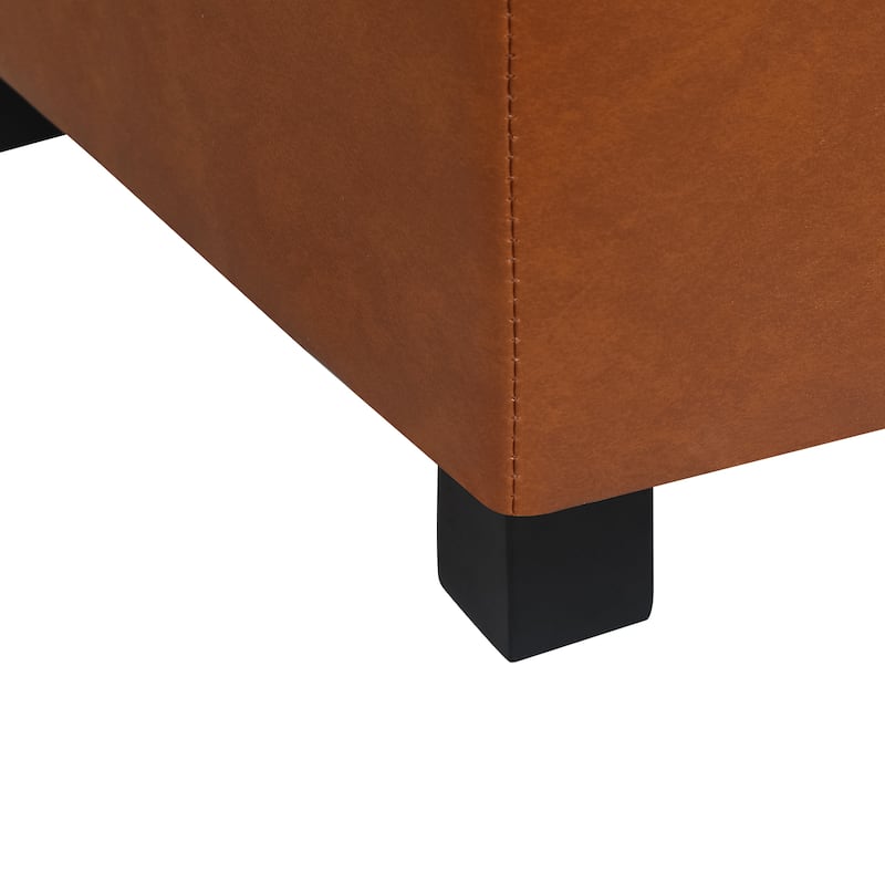 Adeco Faux Leather Storage Ottoman for Living Room