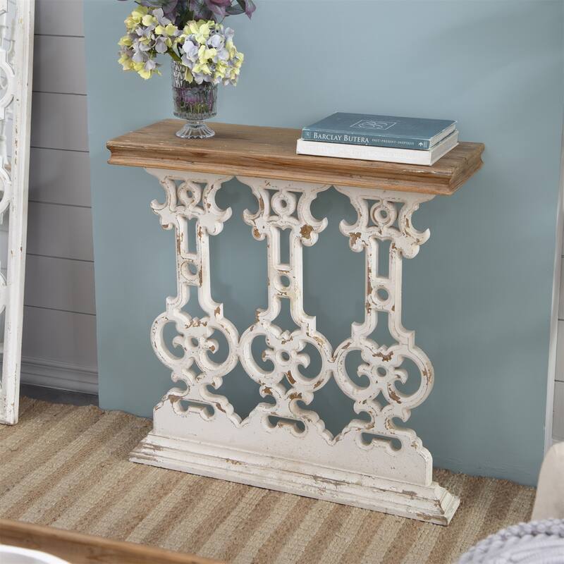 Classic Vintage White Washed Console Table