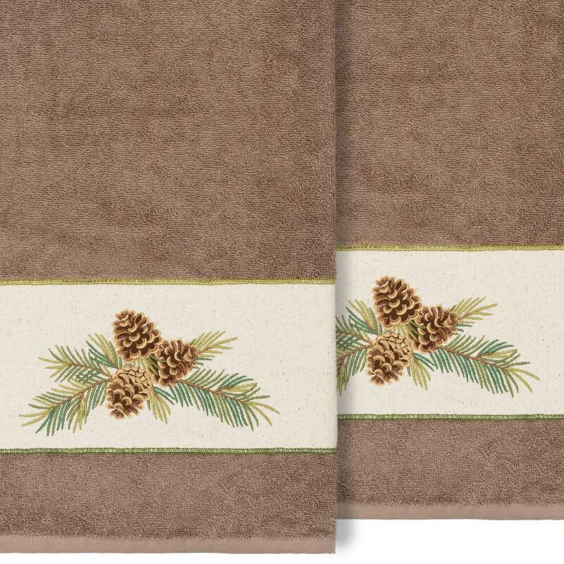 Authentic Hotel and Spa 100% Turkish Cotton Pierre 2PC Embellished Bath Towel Set