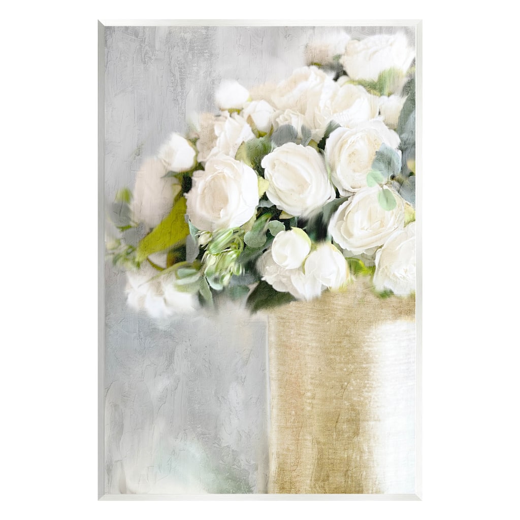 Stupell Romantic White Roses Arrangement Wall Plaque Art by Anne Bailey