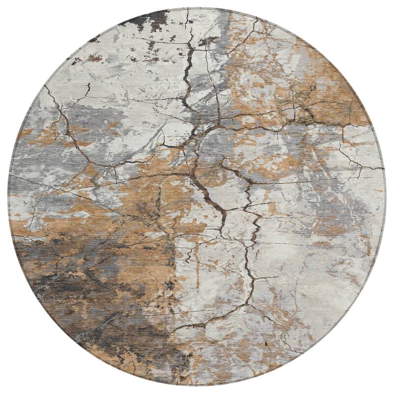 Machine Washable Indoor/ Outdoor Modern Crackle Chantille Rug