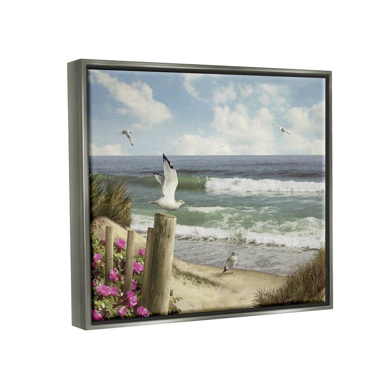 Stupell Endless Seas Beach Seagulls Framed Floater Canvas Wall Art by Alan Giana