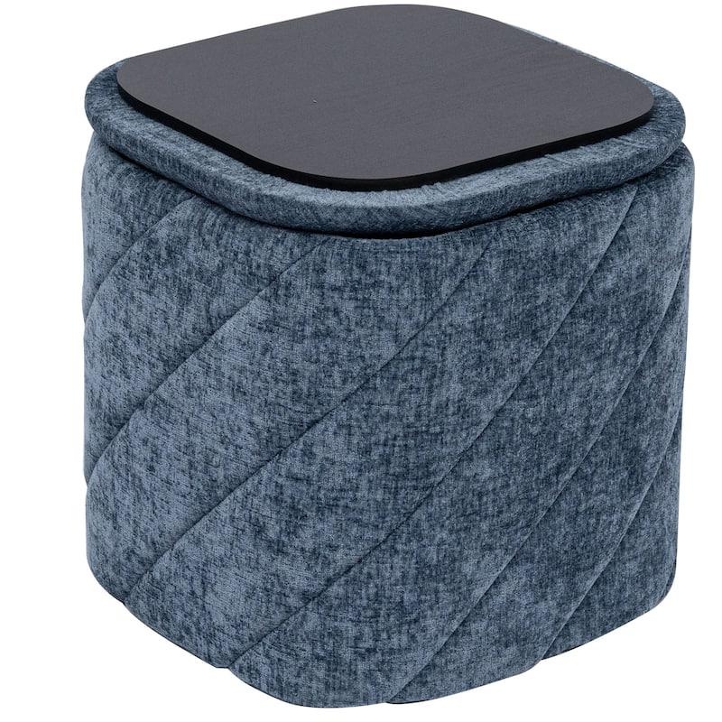 Square Diagonal Tufted Folding Storage Ottoman with Reversible Lid