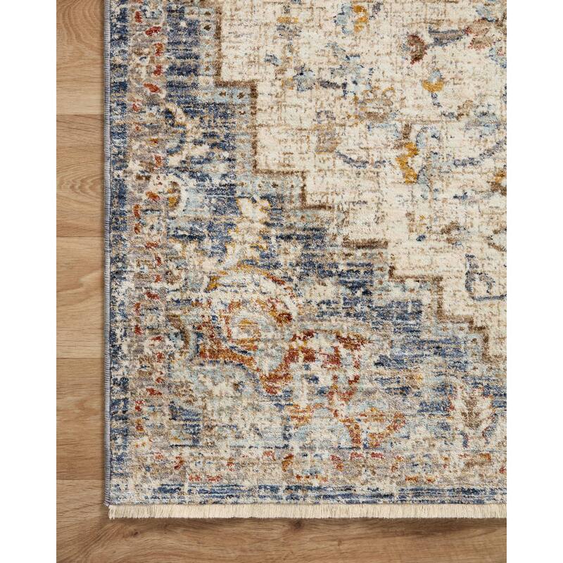 Alexander Home Anniki Distressed Fiesta Medallion Area Rug with Micro Fringe