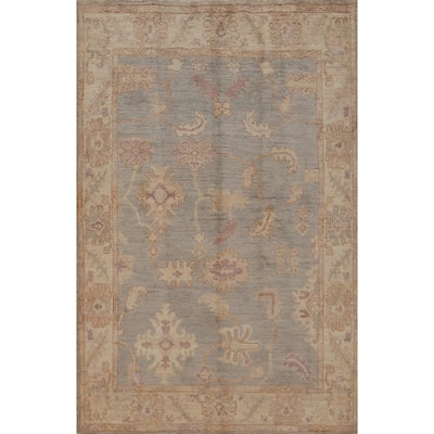 Hand Knotted Oriental 100% Wool Carpet Transitional All-Over Greys & Charcoal Oushak Area Rug - 6' 1'' X 3' 10''