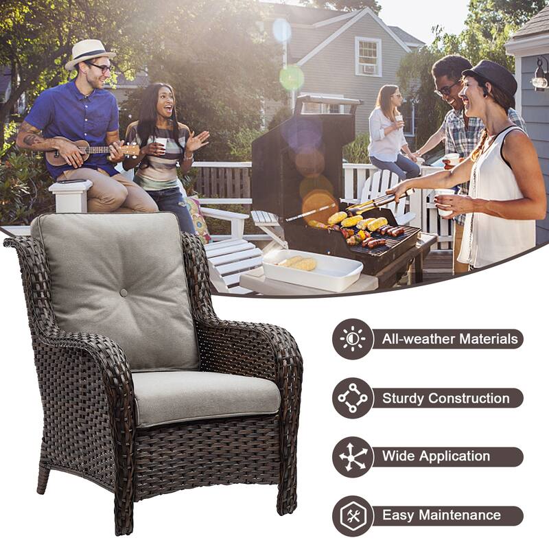 2 Patio Chair with Glider Sofa and Ottomans