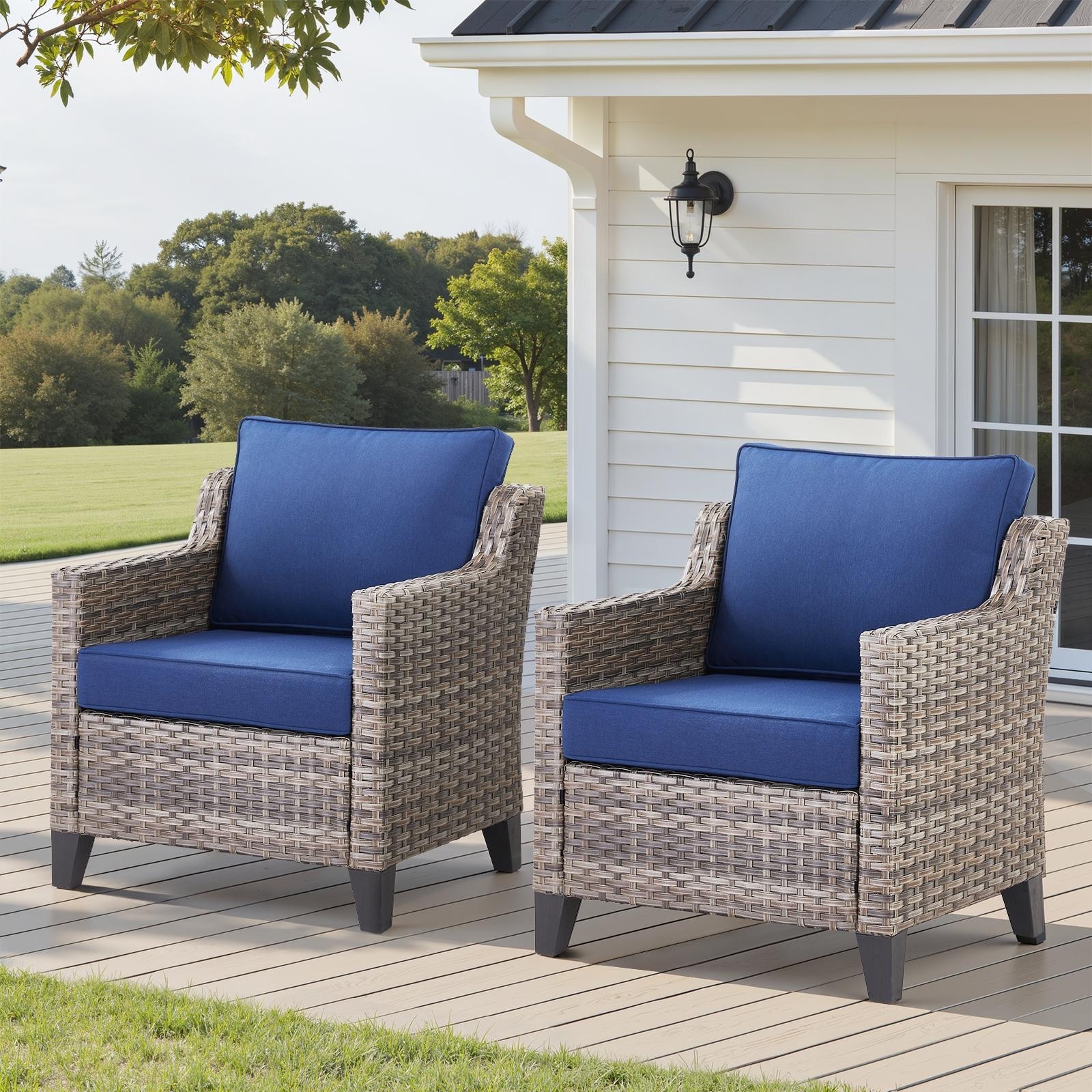 Patio Arm Chairs Set of 2 Side Chairs Upholstered Chairs, Padded Chairs Accent Chairs Club Chairs Reading Chair