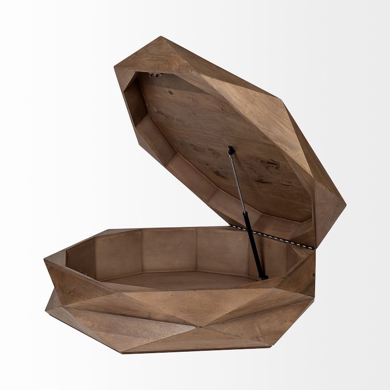 Arreto Medium Brown Solid Wood Hexagonal Coffee Table w/ Storage - 48.0L x 48.0W x 15.0H