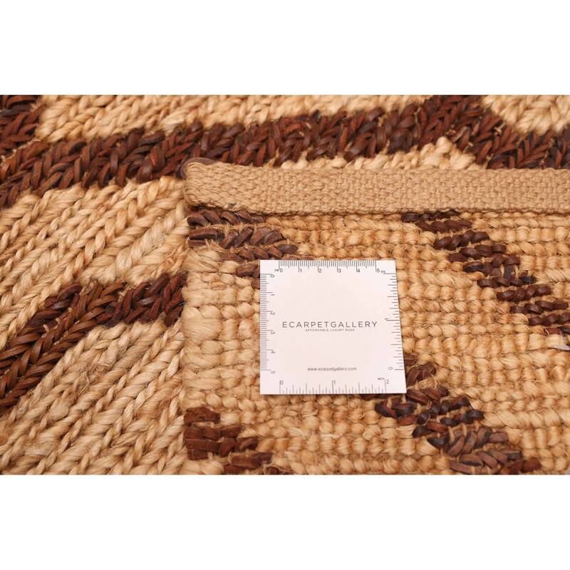 ECARPETGALLERY Braided Weave Palas Denizli Tan Hemp, Jute, Leather Rug - 5'2 x 7'6