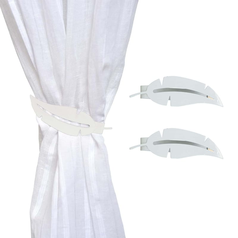 Set of 2 Metal Feather Tieback With Magnet Plume Shiny - 6.8"L x 2"W x 1"D