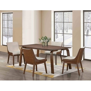 5pc Walnut Finish Modern Dining Set Table and Chairs - Bed Bath ...