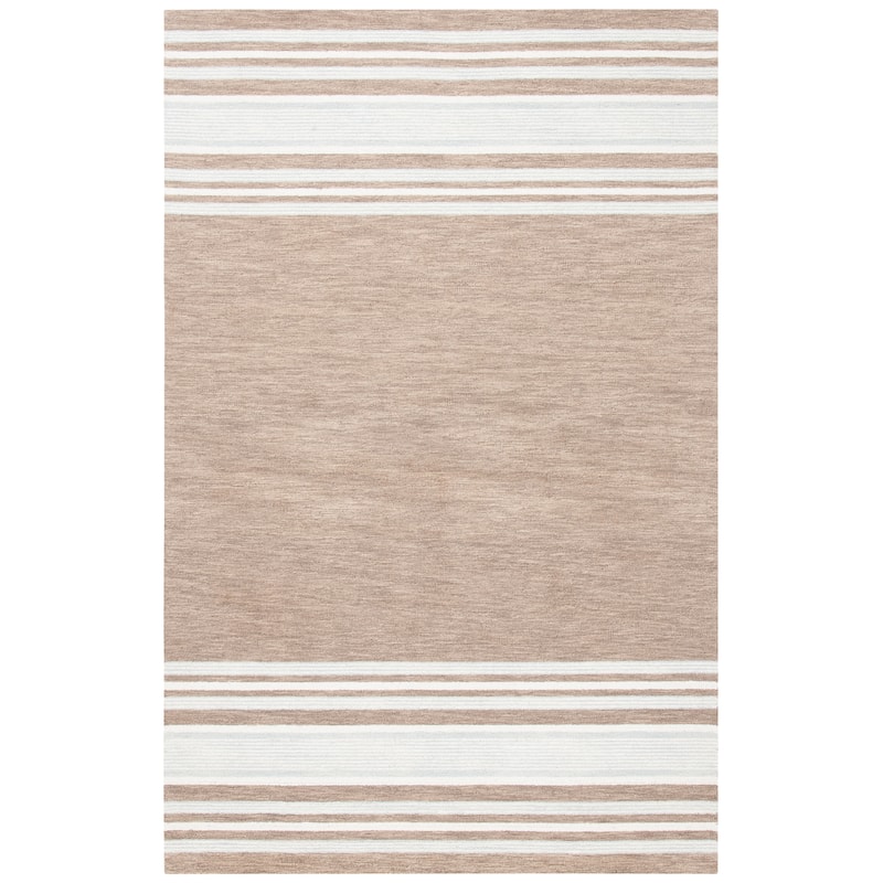 SAFAVIEH Handmade Metro Kikuko Stripe Wool Rug - 6' Square - Brown/Ivory