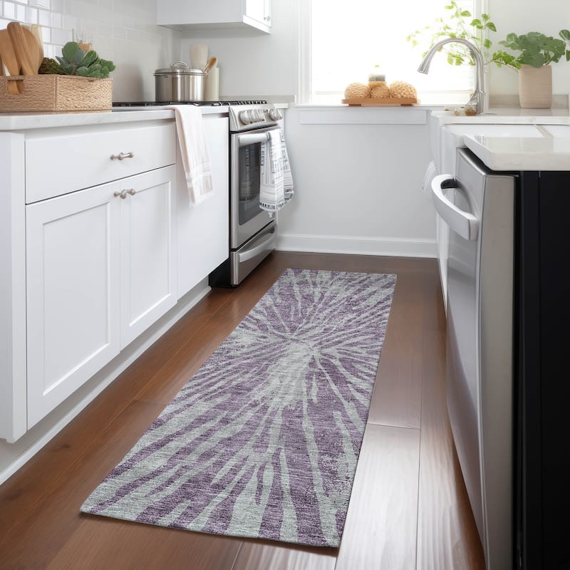Machine Washable Indoor/ Outdoor Chantille Contemporary Burst Rug