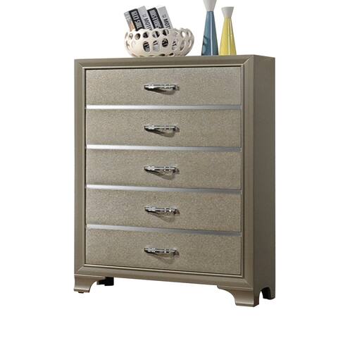 Acme Carine 5-Drawer Chest in Champagne