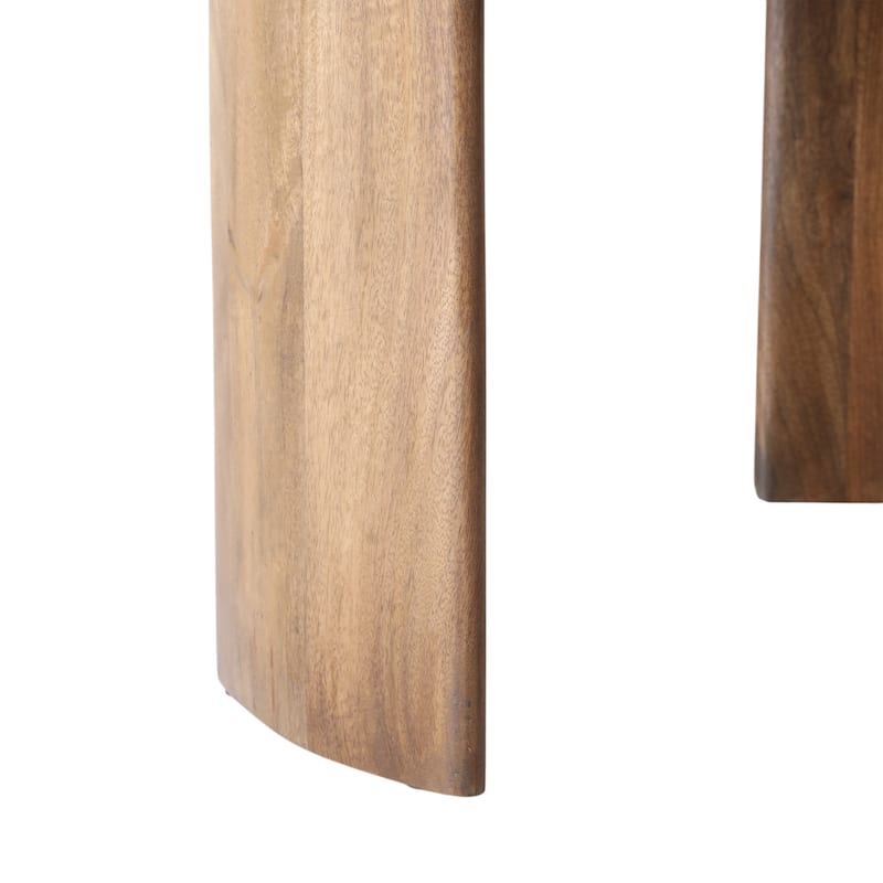 Travertine Mango Wood Coffee Table Curved Legs Modern Glam - 17" Brown - 32" x 32" x 17"