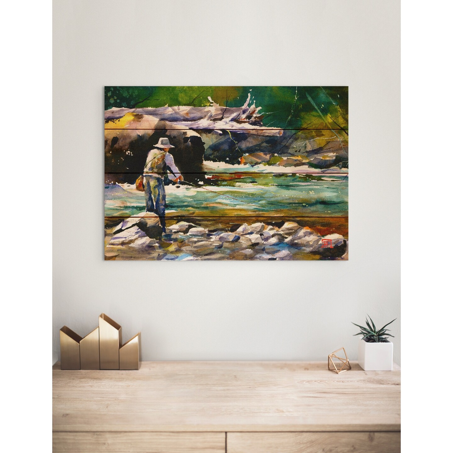 Crouser's A Nice Drift - Fly Fishing - 20x14 Indoor/Outdoor Wall Art -  Multi-color - Bed Bath & Beyond - 21541184