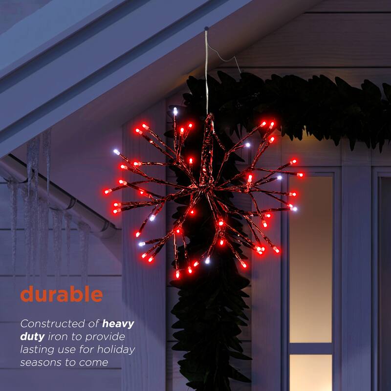 Alpine Corporation 10"H Indoor Christmas Snowflake Ornament with LED Lights