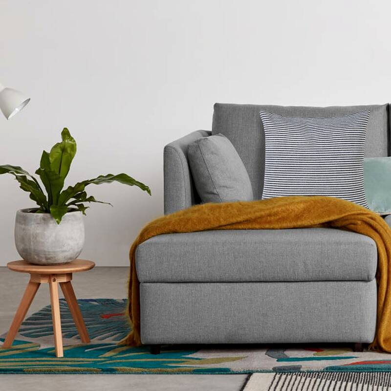 20" Blue and White Hand Woven Stonewash Striped Square Throw Pillow