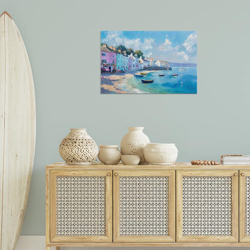 Stupell Seaside Village Cottages Canvas Wall Art Design By LSR Design Studio