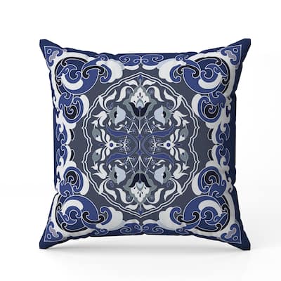 Soft Square Escape Faux Suede Reversible Throw Pillow Blue and White