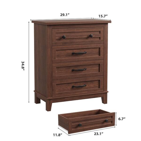 dimension image slide 0 of 3, 4 Dresser for Bedroom, 34.8" Tall Vertical Drawer Dresser with Large Storage, Freestanding Wooden Closet Chest
