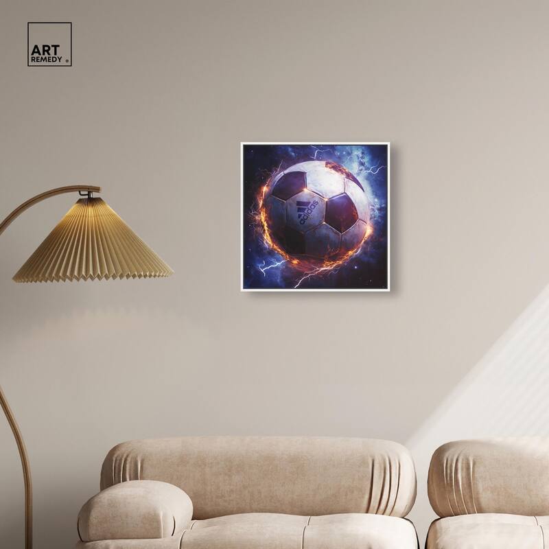 Electrify Soccer Ball Canvas by Art Remedy