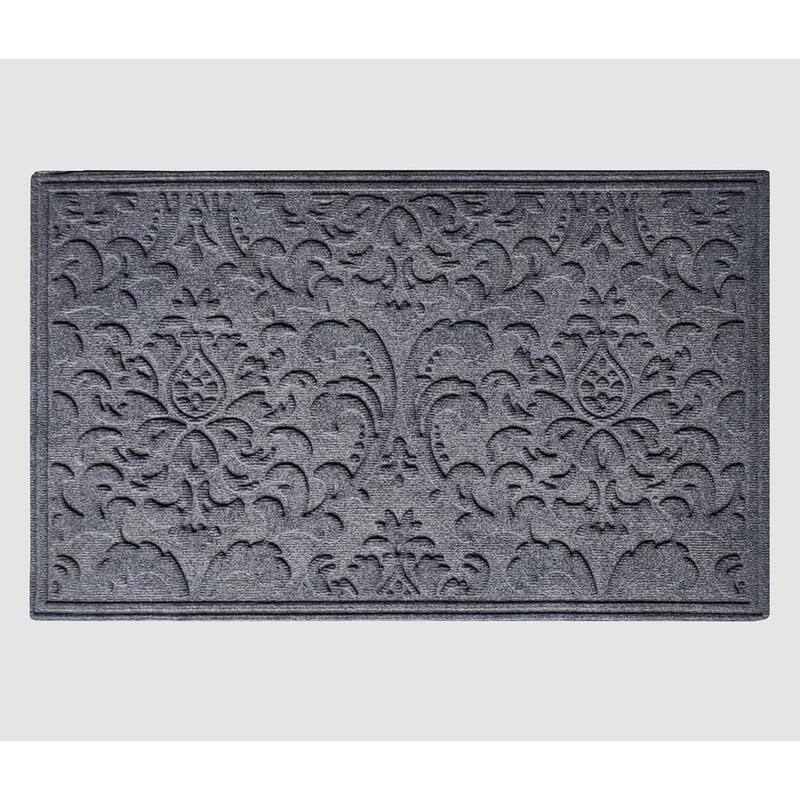 A1HC New All Weather Superior Dirt and Moisture Absorbing Polypropylene Door Mat with Non-Slip Backing for Inside Outside Use - 24"x36" - Dark Gray Floral