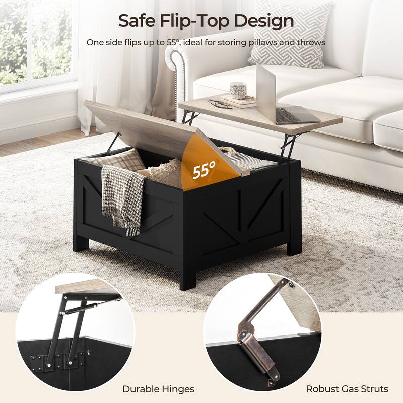 Yaheetech Square Lift-Top Coffee Table with Hidden Compartments for Living Room